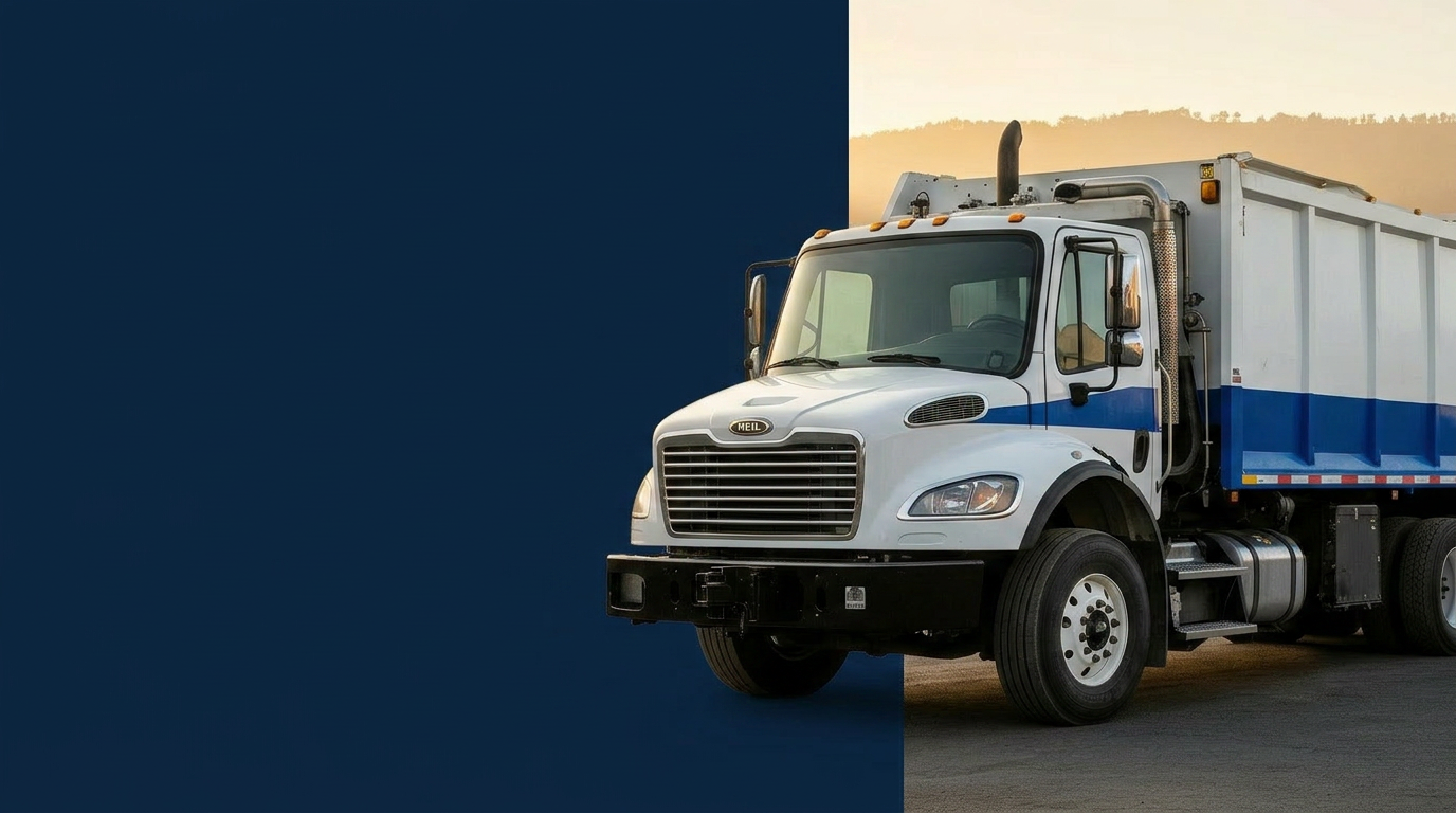 Heil refuse truck at a Northern California yard